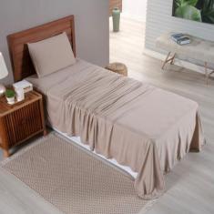 Jogo de Lençol Cama Solteiro 3 Peças Malha 100% Algodão Liso Luxo Maci