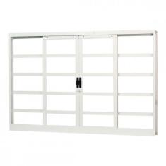 Janela de Correr Aço 4 Folhas Mgm Minas Sul 100cmx150cm Vidro Liso Incolor Branco