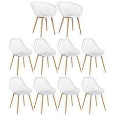Loft7, Kit 2x Cadeiras Clarice Nest com braços + 8 Cadeiras Cleo, Metal e Polipropileno, Sala de Estar, Jantar, Cozinha e Comercial - Branco
