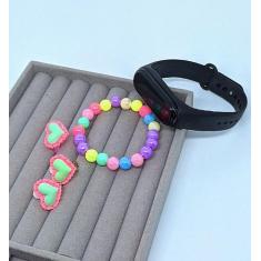Kit Relógio Infantil Digital Led Esportivo Bracelete Prova água Crianç