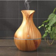 Umidificador Vaso Aromatizador Ultrassônico Tipo Madeira Usb Com Led C