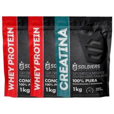 Kit: Whey Protein Concentrado 2Kg + Creatina Monohidratada 1Kg - 100% Importado - Soldiers Nutrition-Unissex