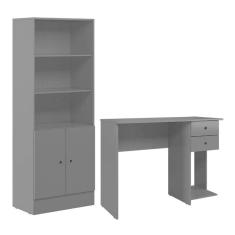 Conjunto Home Office com Armário 2 Portas e Mesa Escrivaninha - Qmovi