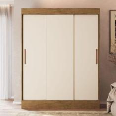 Guarda Roupa Marselha 3 Portas De Correr 2 Gavetas Off White/nogueira - Doripel