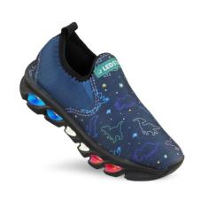 Tênis de Led Infantil Masculino Ledstar Calce Facil Dino Casual, Azul,