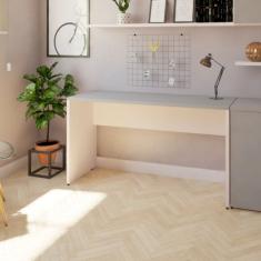 Mesa Reta Corp 25mm 120 Cm Bramov Móveis Branco/cinza Cristal