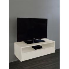 Rack Para Tv Suspenso Bancada Com Nicho E Gaveta Off White Laca
