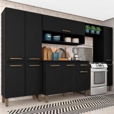 Armário De Cozinha Tieli 5 Peças Preto Fosco - Móveis Arapongas - A Mó