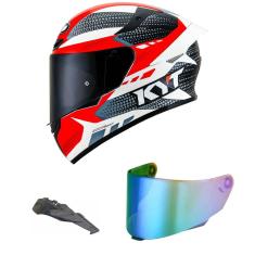 Capacete KYT TT Course Gear Vermelho Mais Viseira Camaleão e Spoiler Fumê