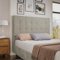 Cabeceira para Cama Box Casal Dobuê Sevilha com Revestimento em Veludo 