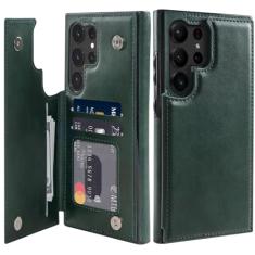 LETO Capa carteira para Samsung Galaxy S24 Ultra - Suporte flip de couro - Designs modernos - Suporte para cartão de crédito - Capa protetora de telefone à prova de choque para mulheres e meninas -