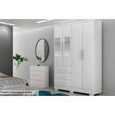 Guarda Roupa Solteiro 4 Portas com Espelho Encant Branco - Novo Horizo