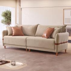 Sofá 4 Lugares Living 245 Cm Canela Bege