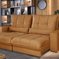 Sofá Retrátil E Reclinável Thor - Molas Ensacadas 290 Cm – Veludo Cobre Terracota