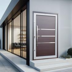 Porta Pivotante Lambril Evolution Com Puxador Lado Direito Elite 240x120 Mix Corten