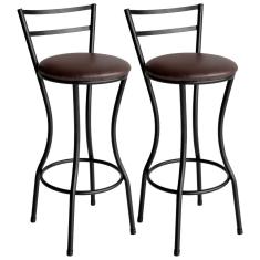 Conjunto De 2 Banquetas Alta Home De Aço De Carbono Marrom