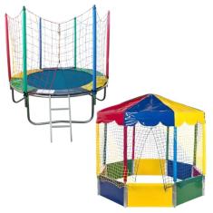 Cama Elástica Pula Pula Trampolim 1,83m + Piscina de Bolinhas Oitavada 2,00m Picadeiro