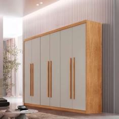 Guarda Roupa Casal Heros 6 Portas E 2 Gavetas Moderna Naturalle/off White