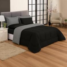 Kit Edredom Casal Queen Jogo de Lençol 06 peças Aconchego Dupla Face Casa Dona