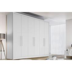 Guarda Roupa Casal New Vértice-Messina 6 Portas de Bater 8 Gavetas MDF Messina Neve Móveis Novo Horizonte
