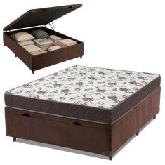 Cama Box Baú Casal Colchão Espuma D33 Marquês 138x188x60cm Marrom Umaf