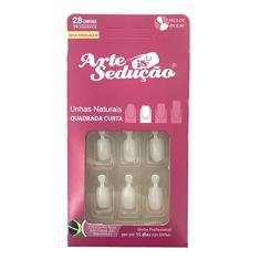 Arte Sedução Unhas Postiças Natural Esmalte Quadrada Curta