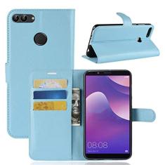 Capa HUAWEI Y9 2018, capa carteira flip de couro PU premium com compartimento para cartão, suporte e fecho magnético [capa interior à prova de choque de TPU] Compatível com HUAWEI Y9 2018