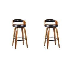 Kit 2 Banqueta para Cozinha Alta Giratória Madeira Roma Preto Preto/Marrom