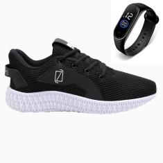 Tênis Masculino Academia Esportivo Moderno Leve Conforto Com Relógio-Masculino