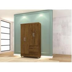 Guarda Roupa Ideal Plus 4 Portas e 2 Gavetas - Cor Imbuia Rústico - Vi