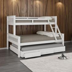 Treliche De Madeira Com Gavetas Merk 2 Casal + 1 Solteiro - Merk Movei