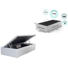 Cama Box Baú Solteiro King 96x203 (AL) - Jadmax, Corino Branco