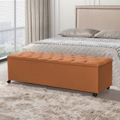 Recamier Baú com Rodízios Cancun 1,50m Veludo Terracota