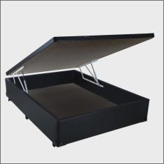 Cama Box Baú Casal 138 X 188 Com Pistão A Gás corino preto