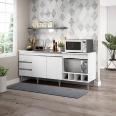 Balcão de Cozinha para Kitnet Completo 182x52 Cm 2 Portas 3 Gavetas mdp Branco 2035 menu