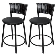 Banquetas Baixa Para Cozinha Preto 2Un Assento Preto