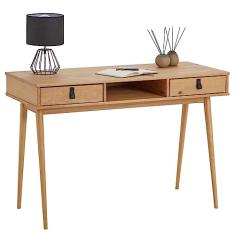 IDIMEX Mesa Escrivaninha Madeira 2 Gavetas 1 Nicho Retro Kim