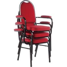 Kit com 3 Cadeiras Empilháveis para Auditórios Linha Hotel Vermelho - 