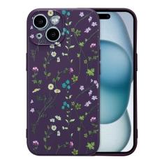 RALEAVO Capa floral para iPhone 15, capa de silicone líquido com estampa de ramo de flores, capa de telefone fofa para meninas e mulheres, capa protetora de borracha macia fina para iPhone 15 (6,1