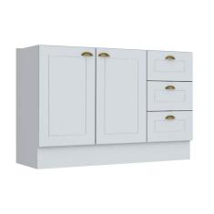 Balcão de Cozinha  Americana 2 Portas e 3 Gavetas p/ Pia 120cm S/tampo Branco - Henn