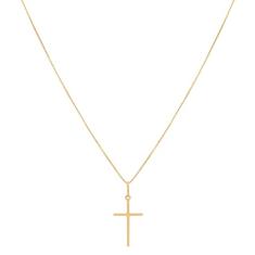 Colar Corrente Veneziana 50cm Pingente Crucifixo Ouro 18k 750