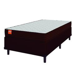 Cama Box Solteiro Colchão Molas Qatar 88x188x60cm Marrom / Branco - Suporta até 200Kg por Pessoa