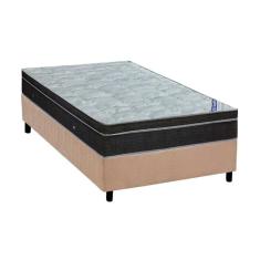 Cama Box Solteiro: Colchão Molas Ortobom Nanolastic Light Selado + Base CRC Suede Clean(88x188)