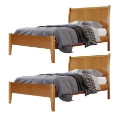 Conjunto 2 Cama Solteiro 90cm Classic Amêndoa Mel