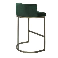 Banqueta Alta Estofada Estrutura Aço Carbono Belly Ii Base Champagne 75cm Suede Verde