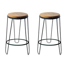 Kit 2 Banquetas Banco Guatemala Estilo Industrial Preto 70cm Preto