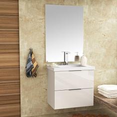 Gabinete para Banheiro Contendo Balcão Lavatório e Espelho Pietra 60cm Móveis Bosi