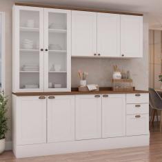 Cozinha Completa Iluminata 9 Portas 3 Gavetas 100% Mdf com Vidro Branco/ébano - Genialflex