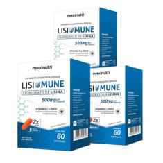 Kit 03 Lisimune Lisina Vitamina C Zinco 60 Caps Maxinutri