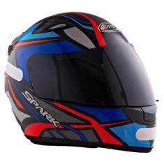 Capacete Ebf Moto Fechado Spark Spider Preto Azul Mais Viseira Camaleã